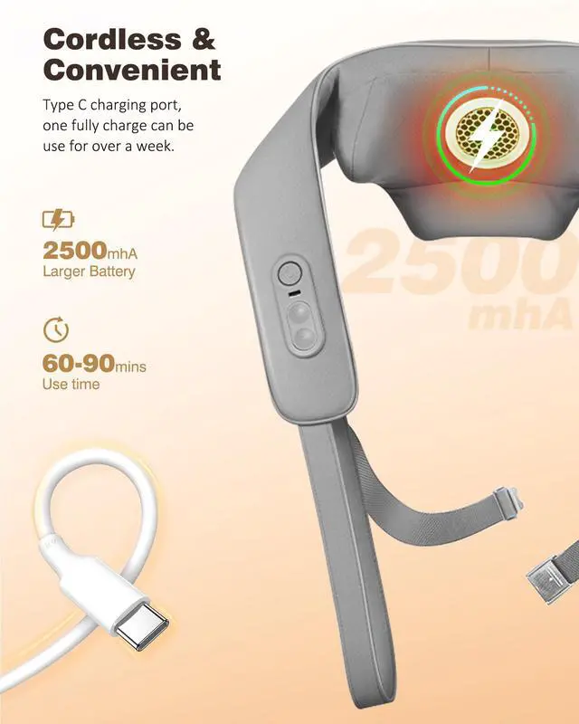 Alt view image 7 of 7 - Cordless Neck Massager for Pain Relief Deep Tissue with Heat