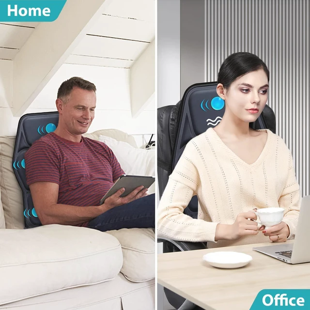 Alt view image 6 of 7 - Massage Seat Cushion Pad with Heat 9 Massage Style Lumbar Support Function, Fatigue Stress Relief Back Massager Chair Pad for Men Women Home Office Use
