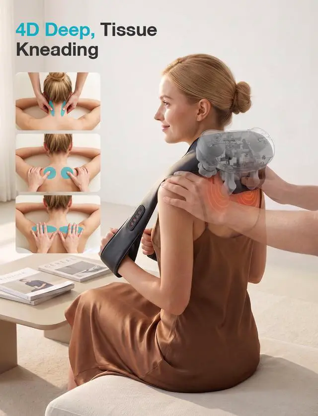 Alt view image 5 of 7 - Cordless 4D Shiatsu Neck Massager with Graphene Heat