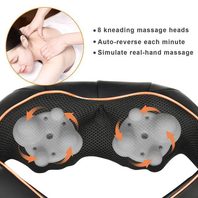 Alt view image 2 of 7 - Neck Back Massager with Heat, Shiatsu Electric Deep Tissue with 3D Kneading Massage, 3 Intensity Levels, Muscle Pain Relief for Back,Neck,Shoulder,Legs, Gifts for Her/Him/Friend/Mom/Dad