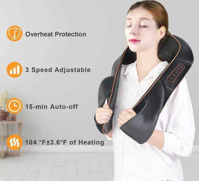 Alt view image 4 of 7 - Neck Back Massager with Heat, Shiatsu Electric Deep Tissue with 3D Kneading Massage, 3 Intensity Levels, Muscle Pain Relief for Back,Neck,Shoulder,Legs, Gifts for Her/Him/Friend/Mom/Dad