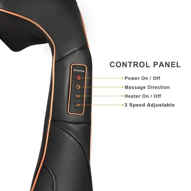 Alt view image 6 of 7 - Neck Back Massager with Heat, Shiatsu Electric Deep Tissue with 3D Kneading Massage, 3 Intensity Levels, Muscle Pain Relief for Back,Neck,Shoulder,Legs, Gifts for Her/Him/Friend/Mom/Dad