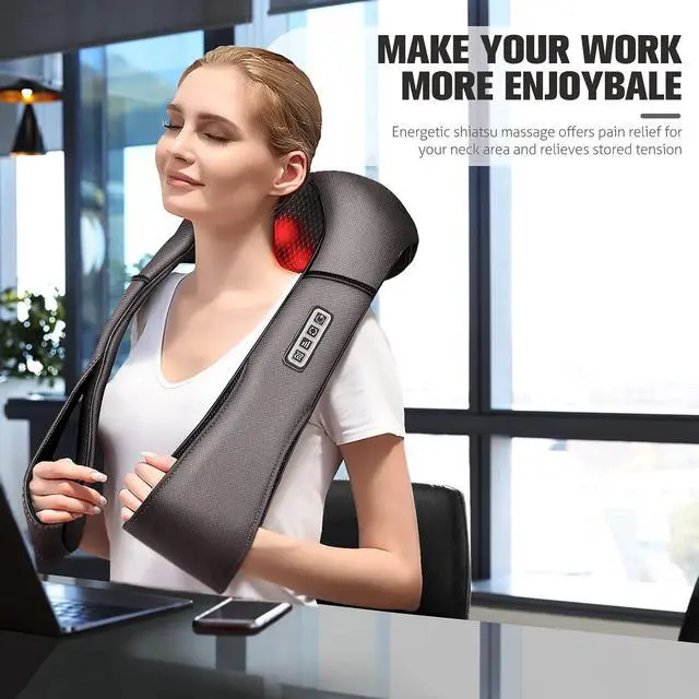 Alt view image 2 of 7 - Neck Massager with Heat Gifts for Women, Men, Dad, Mom, Family, Friend, Mothers Day, Fathers Day, Christmas, Shiatsu Kneading Back Massager for Shoulder, Pain Relief, Muscle Soreness
