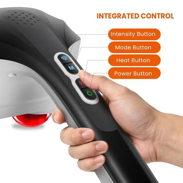 Alt view image 7 of 7 - Cordless Handheld Back Massager with Heat, Deep Tissue Percussion Massager, 3 Sets of Dual Pivoting Heads,Rechargeable Hand Held Massager for Neck,Back Shoulder,Calf,Legs