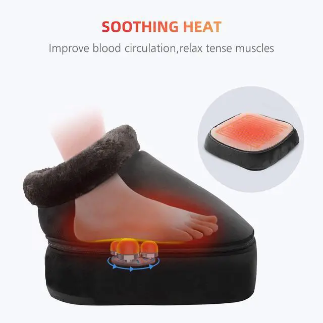 Alt view image 3 of 7 - Foot Warmer Massager,Gifts for Women,Men,Shiatsu Foot Massager with Heat, Electric Heating Pad for Back Feet,Back Massager for Pain Relief(Black)