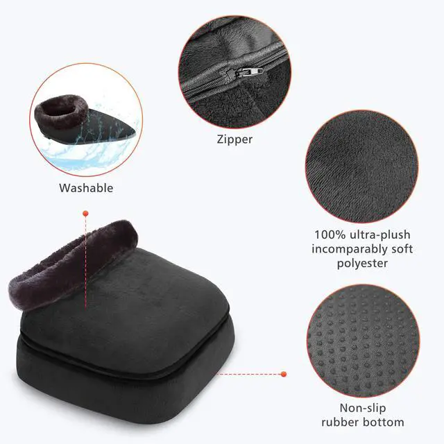 Alt view image 6 of 7 - Foot Warmer Massager,Gifts for Women,Men,Shiatsu Foot Massager with Heat, Electric Heating Pad for Back Feet,Back Massager for Pain Relief(Black)