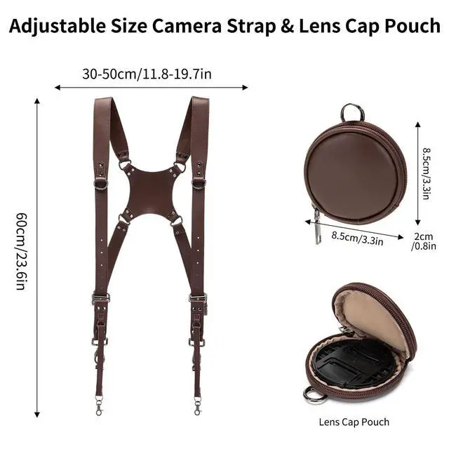 Alt view image 4 of 7 - Dual Camera Harness Leather Camera Straps for Photographers for DSLR/SLR