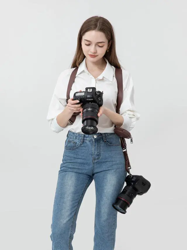 Alt view image 7 of 7 - Dual Camera Harness Leather Camera Straps for Photographers for DSLR/SLR