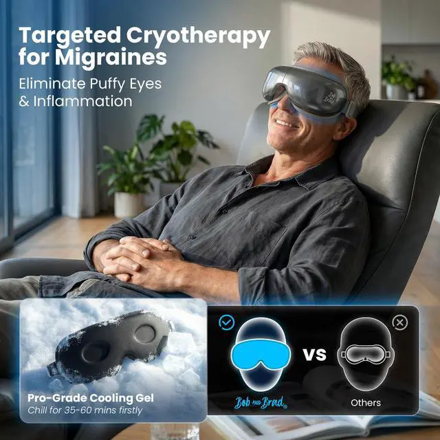 Alt view image 3 of 7 - Eye Massager with Heat and Cooling, Massaging Eye Mask for Head Tension, Heated Eye Massager Mask for Dry Eyes, Migraines, Reduce Strain