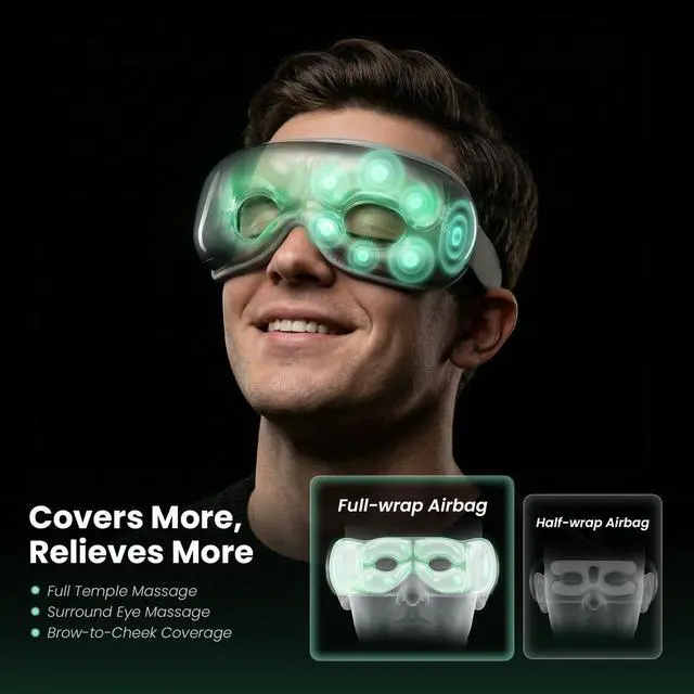 Alt view image 4 of 7 - Eye Massager with Heat and Cooling, Massaging Eye Mask for Head Tension, Heated Eye Massager Mask for Dry Eyes, Migraines, Reduce Strain