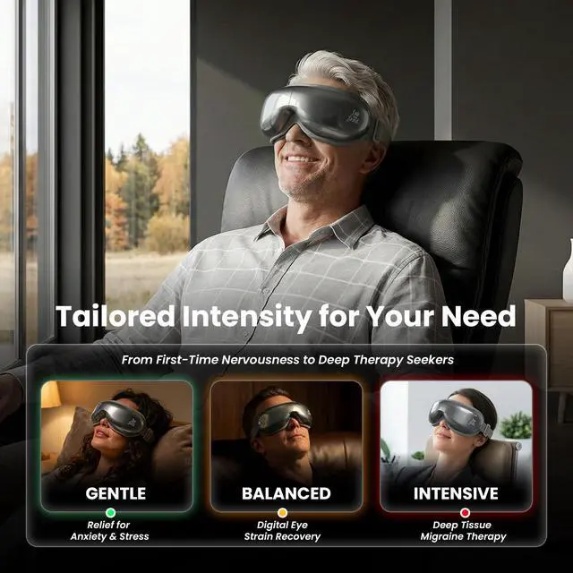 Alt view image 5 of 7 - Eye Massager with Heat and Cooling, Massaging Eye Mask for Head Tension, Heated Eye Massager Mask for Dry Eyes, Migraines, Reduce Strain