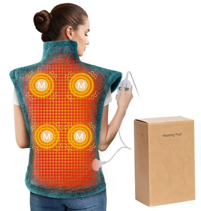Main image of Electric Heating Pad for Neck and Shoulders and Back, 24" x 35" Large Heated Blanketwith 2 Heat Levels, 4 Massage Settings, 4 Massage Motors, Auto Shut-Off, Green