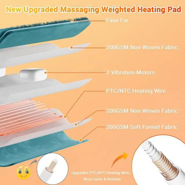 Alt view image 7 of 7 - Electric Heating Pad for Neck and Shoulders and Back, 24" x 35" Large Heated Blanketwith 2 Heat Levels, 4 Massage Settings, 4 Massage Motors, Auto Shut-Off, Green