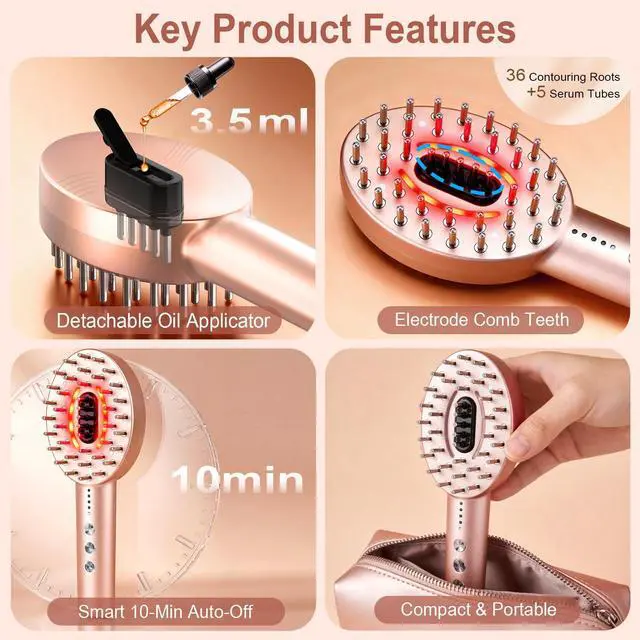 Alt view image 5 of 7 - 3-in-1 Electric Scalp Massager with Hair Oil Applicator, Vibrating Massage Tool for Scalp/Face/Body Relaxation, Portable Hair Brush, Scalp Massage Comb for Home & Travel