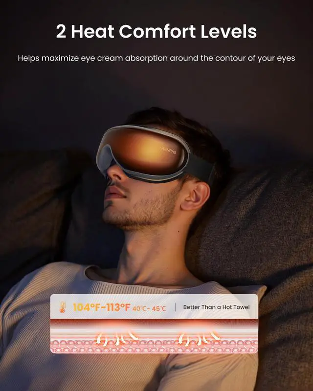 Alt view image 2 of 7 - Eyeris 1 Eye Massager with Heat, Sleep Mask with Remote Control