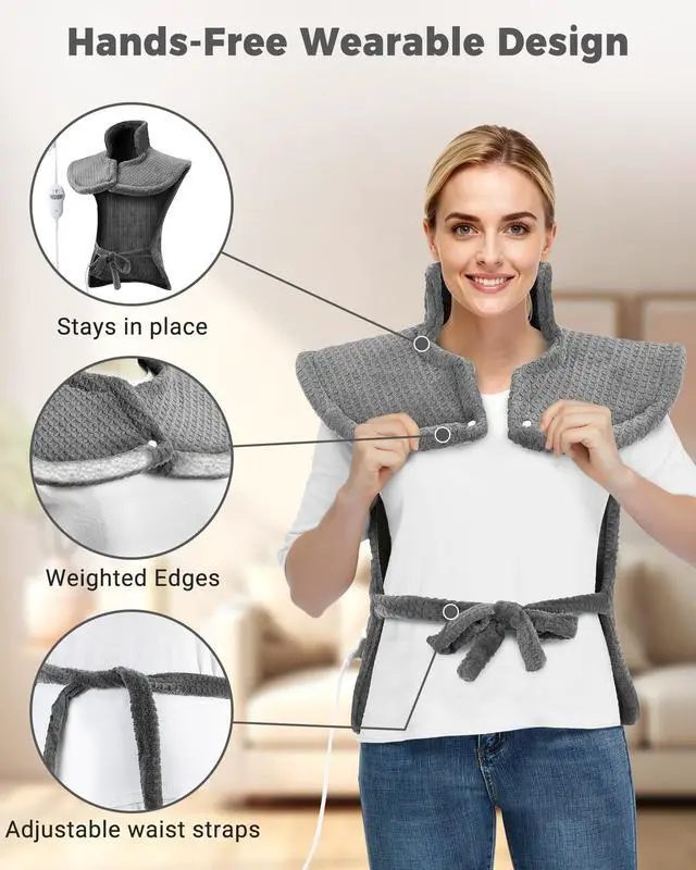 Alt view image 4 of 6 - Wearable Vibrating Heating Pad for Neck, Shoulders & Back Pain Relief