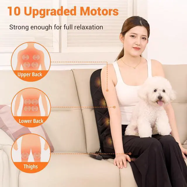 Alt view image 4 of 7 - 10 Vibrating Massage Nodes Back Massager Chair Pad for Pain Relief