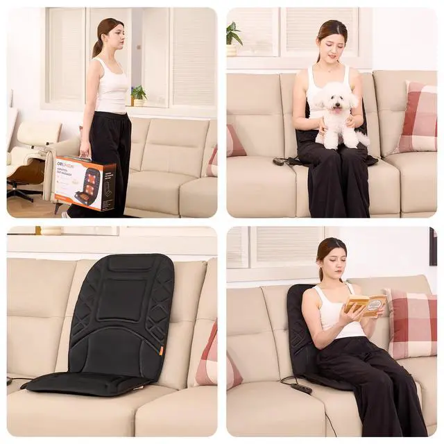 Alt view image 7 of 7 - 10 Vibrating Massage Nodes Back Massager Chair Pad for Pain Relief