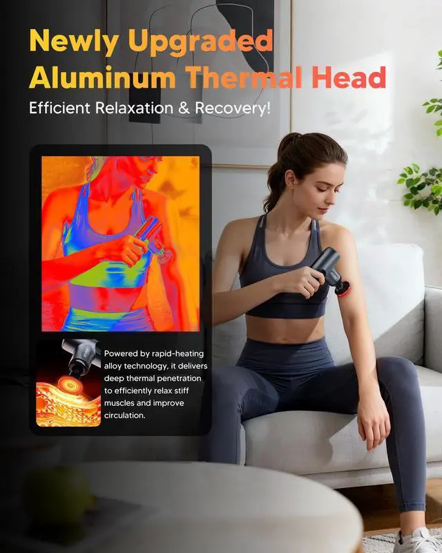 Alt view image 3 of 7 - Mini Massage Gun with Heat, Percussion for Pain Relief, Portable