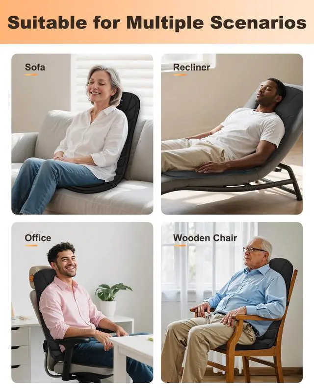 Alt view image 6 of 7 - Vibration Back Massage Seat Cushion with Heat, Office Chair Pad