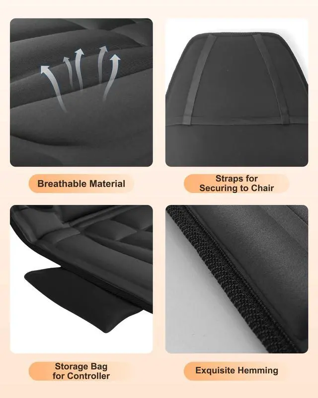 Alt view image 7 of 7 - Vibration Back Massage Seat Cushion with Heat, Office Chair Pad