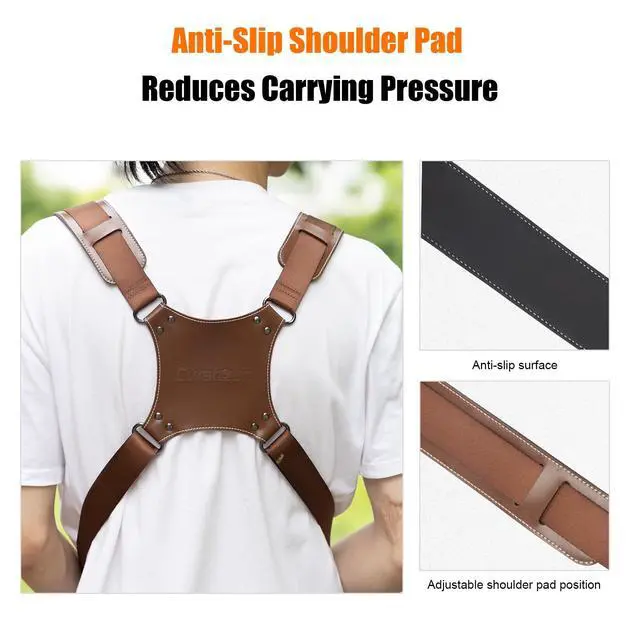 Alt view image 6 of 7 - Camera Strap, Camera Harness for Photographers-Leather Dual Camera
