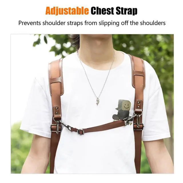 Alt view image 7 of 7 - Camera Strap, Camera Harness for Photographers-Leather Dual Camera