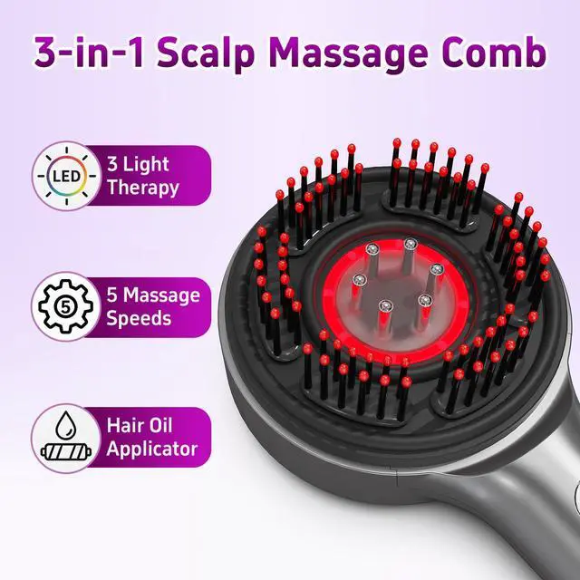 Alt view image 2 of 7 - 3-in-1 Scalp Massager for Hair Growth, Head Massager with Oil Applicator