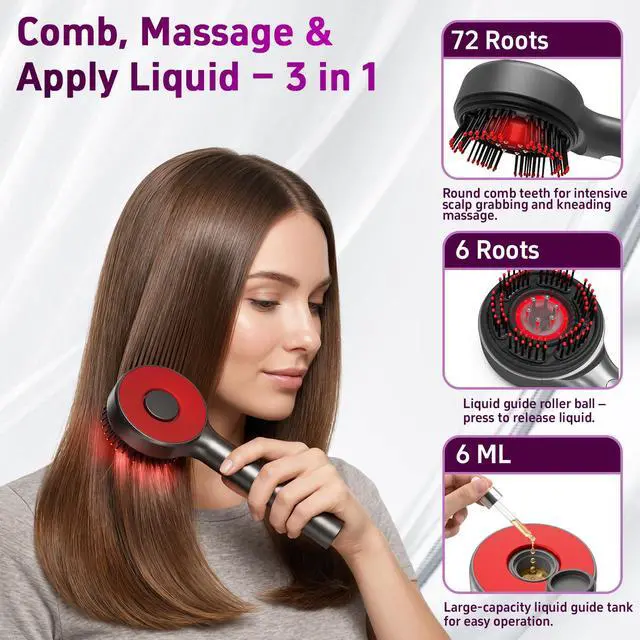 Alt view image 5 of 7 - 3-in-1 Scalp Massager for Hair Growth, Head Massager with Oil Applicator