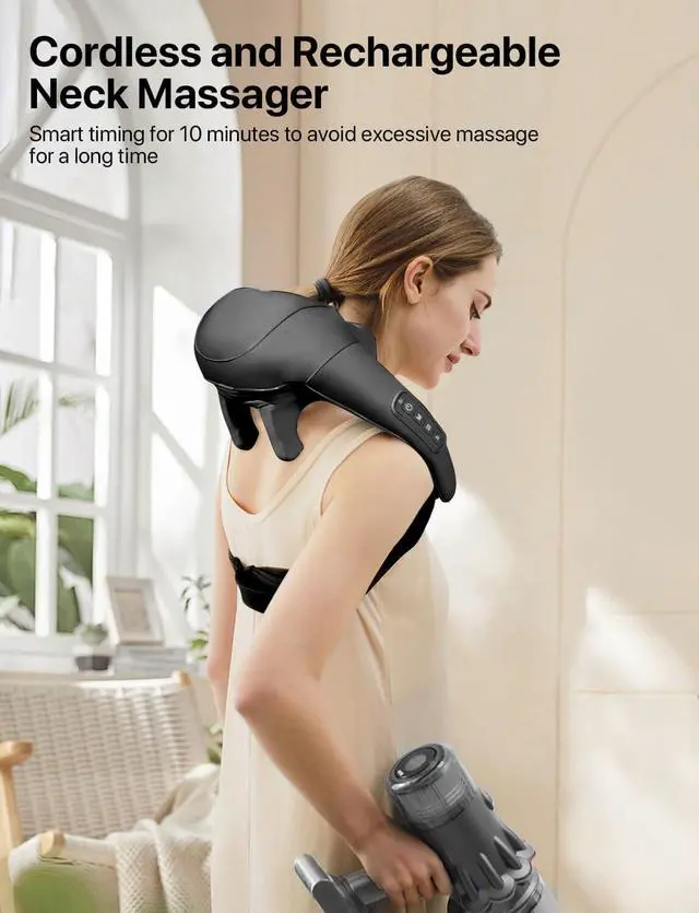 Alt view image 3 of 3 - Cordless Shiatsu Neck and Back Massager with Heat, Rechargeable Electric Deep Tissue 3D Kneading Massage Pillow for Shoulder, Leg, Body Muscle Pain Relief, Gifts, for Dad Mom Friends
