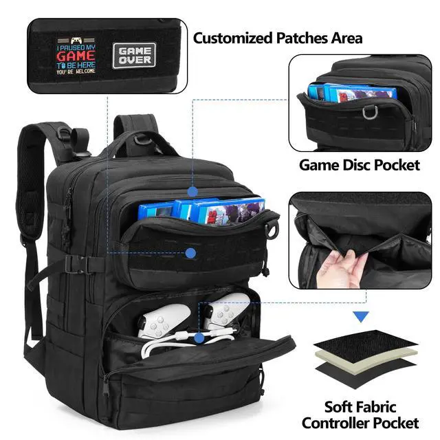 Alt view image 2 of 7 - Travel Backpack Compatible with PS5/PS5 Slim/PS5 Pro/PS4 Console