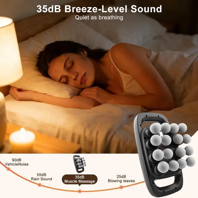 Alt view image 3 of 7 - 16 Head Massage Gun Set, Deep Tissue Percussion Massager with 3 Modes & 30 Intensities, Portable Quiet Handheld Massager for Legs, Waist, Back, Neck, Buttocks Muscles Fatigue Relief