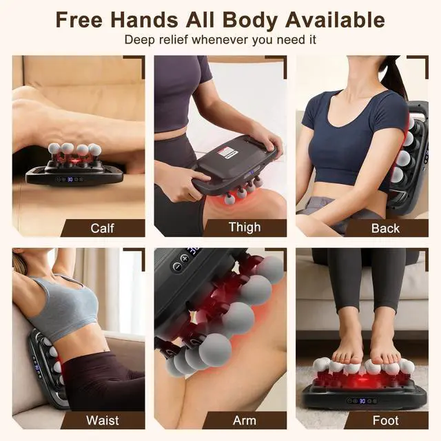 Alt view image 6 of 7 - 16 Head Massage Gun Set, Deep Tissue Percussion Massager with 3 Modes & 30 Intensities, Portable Quiet Handheld Massager for Legs, Waist, Back, Neck, Buttocks Muscles Fatigue Relief
