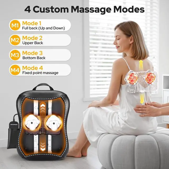 Alt view image 2 of 7 - Shiatsu Back Massager with Heat: Upper & Lower Full Back Massager for Chair