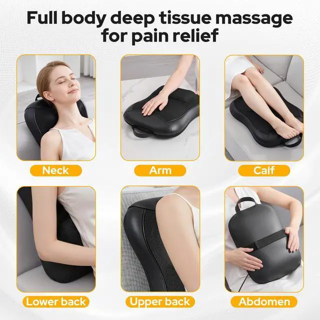 Alt view image 6 of 7 - Shiatsu Back Massager with Heat: Upper & Lower Full Back Massager for Chair