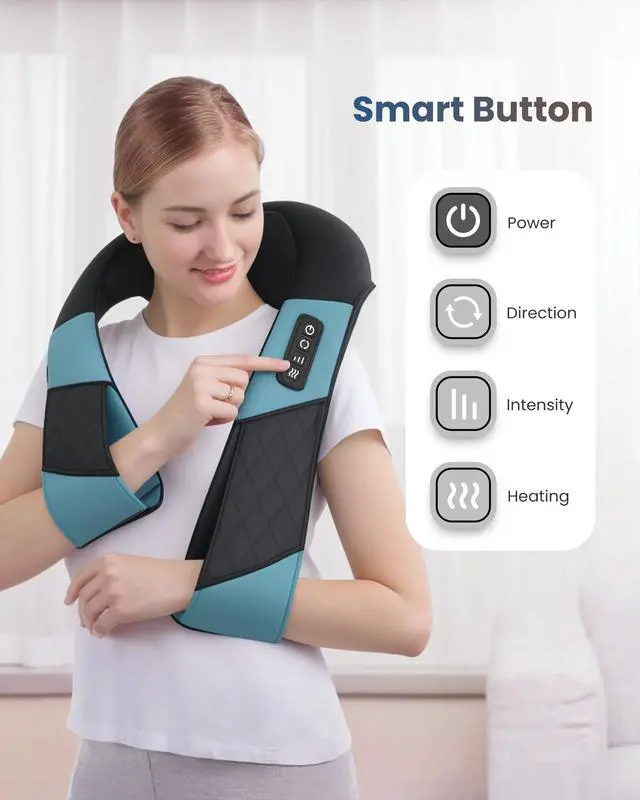 Alt view image 6 of 7 - Cordless Neck Massager with Heat, Deep Tissue Shiatsu Massage Pillow for Shoulder Back Pain Relief, 3D Kneading Portable Rechargeable Wireless Body Massager, Fathers Day Gift