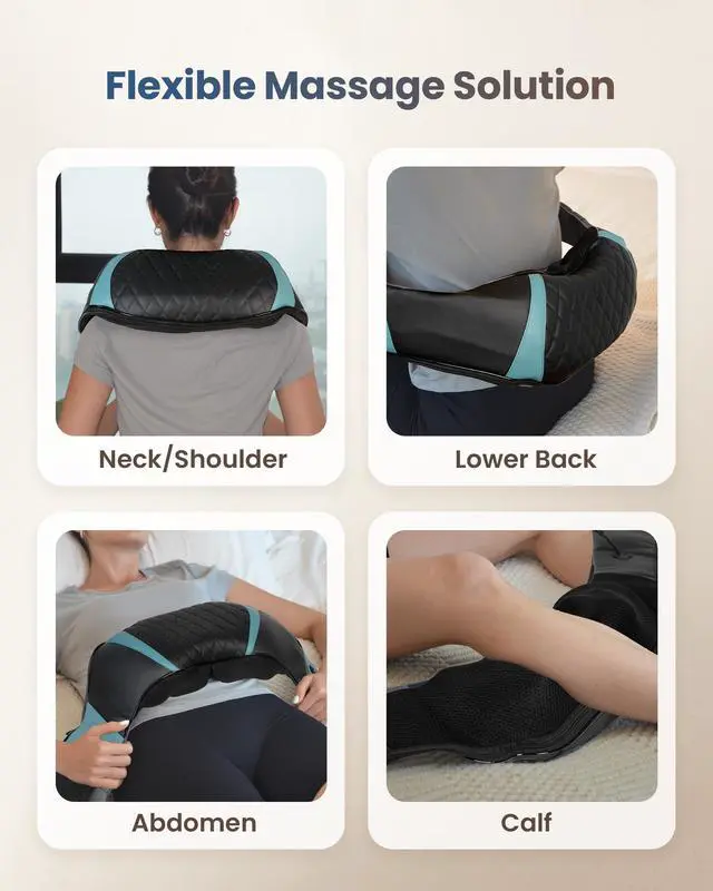 Alt view image 7 of 7 - Cordless Neck Massager with Heat, Deep Tissue Shiatsu Massage Pillow for Shoulder Back Pain Relief, 3D Kneading Portable Rechargeable Wireless Body Massager, Fathers Day Gift