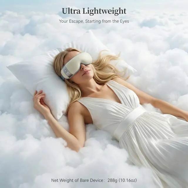 Alt view image 4 of 7 - Ultra-Quiet Eye Massager with Heat and Cooling, Creamy White