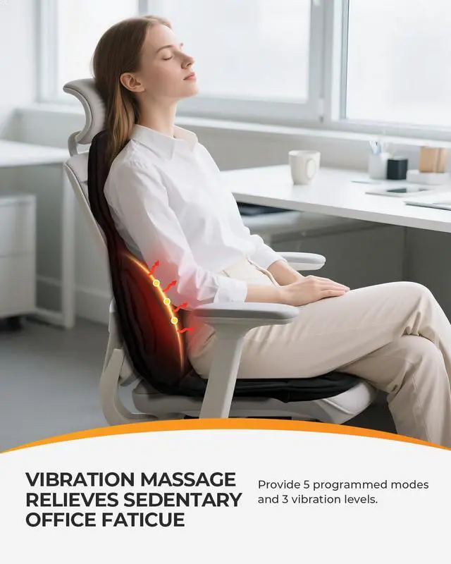 Alt view image 2 of 7 - Massage Chair Pad with Heat, 8 Motors, 2 Heat Levels for Recliners