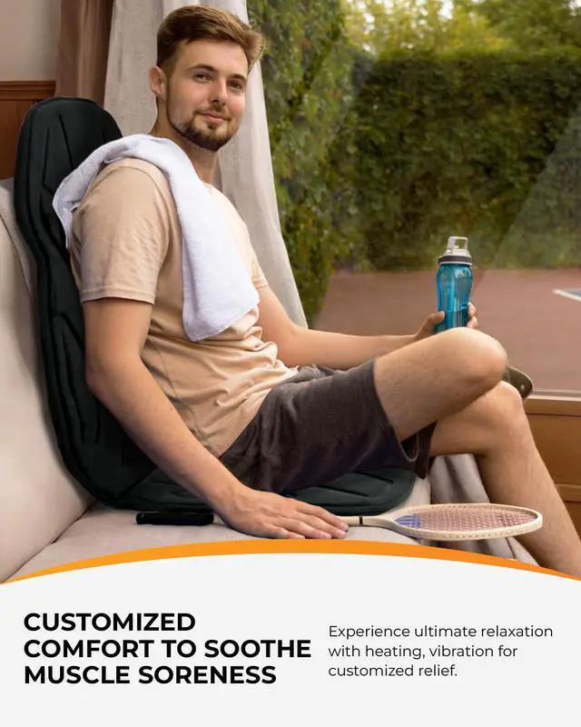 Alt view image 3 of 7 - Massage Chair Pad with Heat, 8 Motors, 2 Heat Levels for Recliners