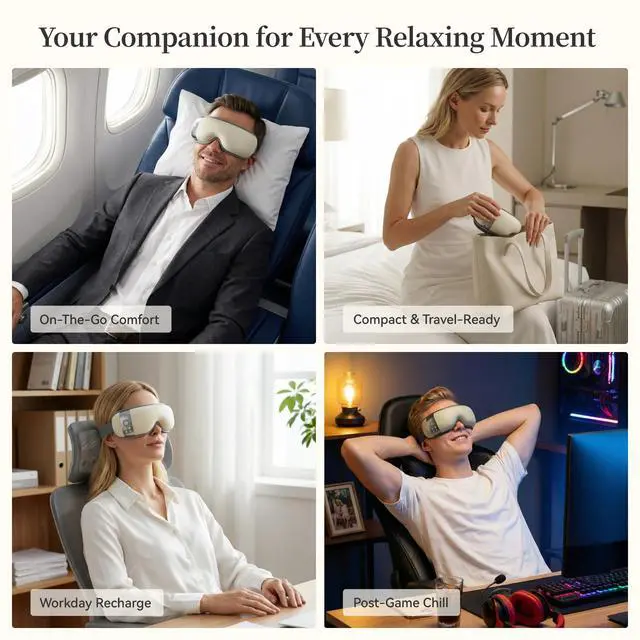 Alt view image 7 of 7 - Ultra-Quiet Eye Massager with Heat and Cooling, Creamy White
