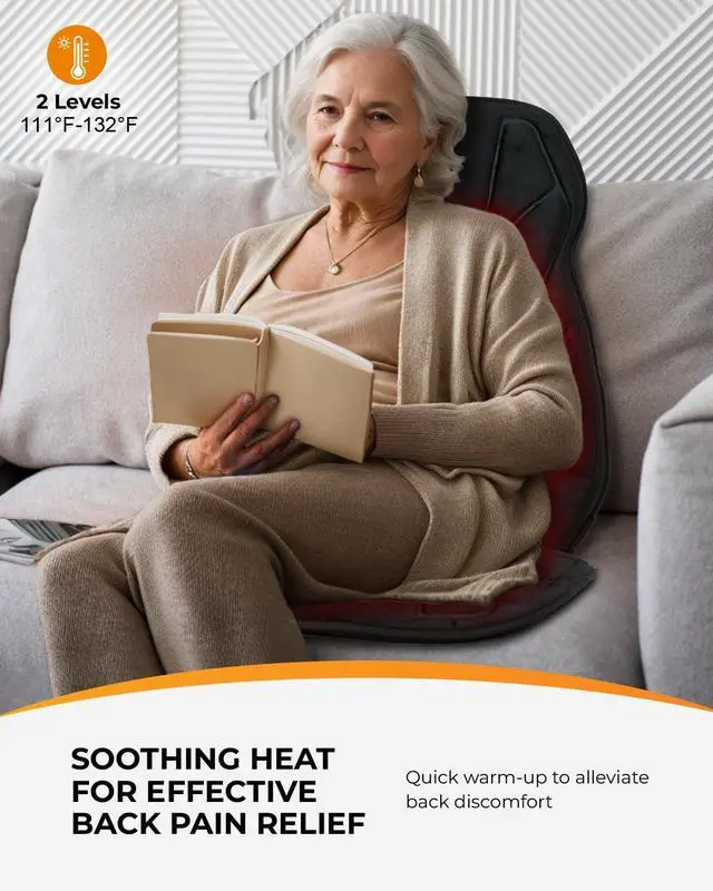 Alt view image 4 of 7 - Massage Chair Pad with Heat, 8 Motors, 2 Heat Levels for Recliners
