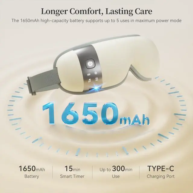Alt view image 6 of 7 - Ultra-Quiet Eye Massager with Heat and Cooling, Creamy White