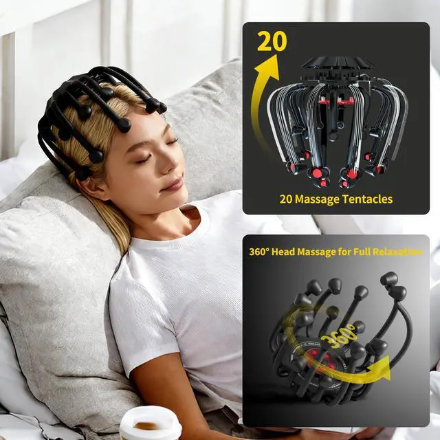 Alt view image 5 of 7 - Electric Scalp Massager, Octopus Head Massager 20 Nodes Scalp Stress Relax