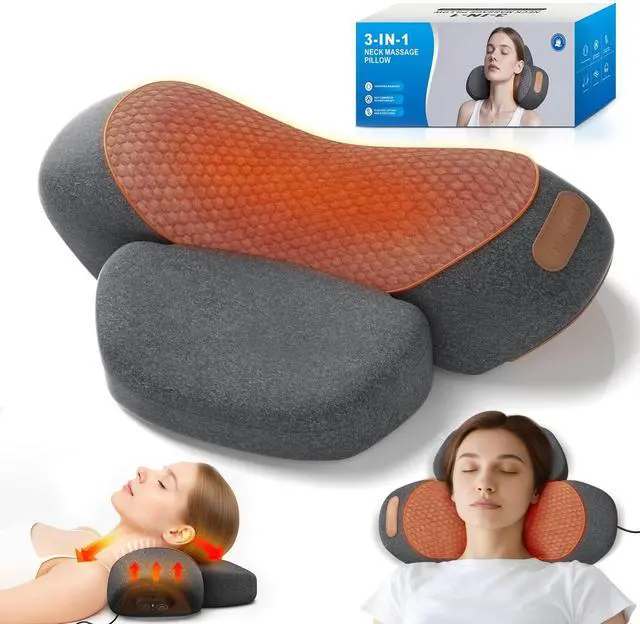 Main image of Plug-in Neck Massager Pillow with Heat, Vibration and Cervical Traction, Corded Electric Neck Shoulder Relaxer for Home Office
