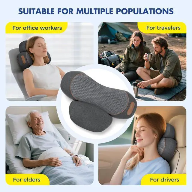 Alt view image 6 of 7 - Plug-in Neck Massager Pillow with Heat, Vibration and Cervical Traction, Corded Electric Neck Shoulder Relaxer for Home Office