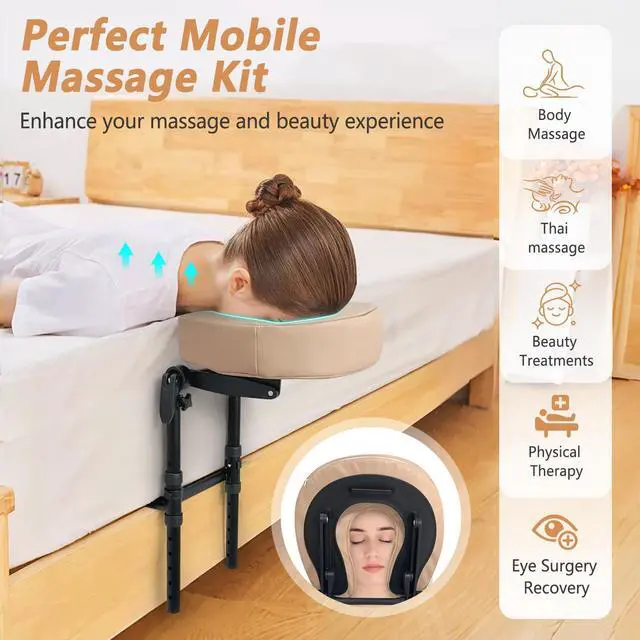 Alt view image 2 of 6 - Massage Headrest for Bed Face Cradle, Home Mattress Top Massage Kit Face Down Pillow, Massager Head Rest for Mattress, After Eye Surgery Recovery Equipment, Head Cradle and Face Rest Support Cushion