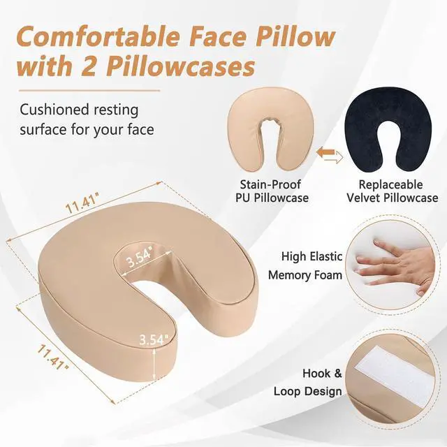 Alt view image 3 of 6 - Massage Headrest for Bed Face Cradle, Home Mattress Top Massage Kit Face Down Pillow, Massager Head Rest for Mattress, After Eye Surgery Recovery Equipment, Head Cradle and Face Rest Support Cushion