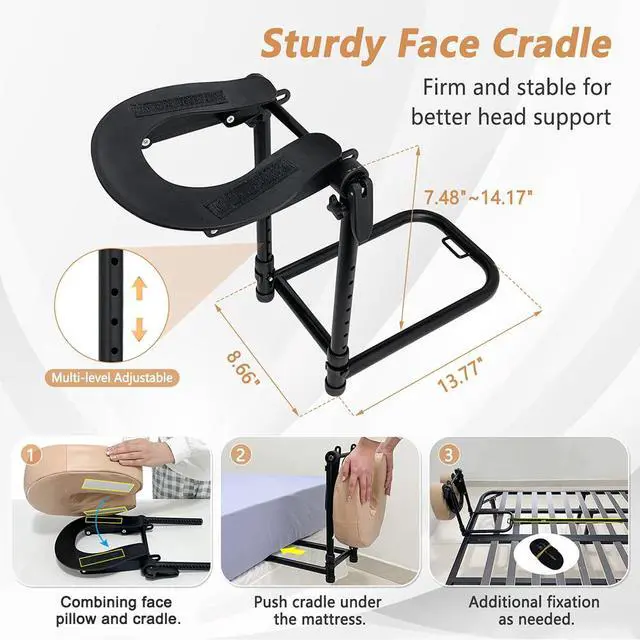 Alt view image 4 of 6 - Massage Headrest for Bed Face Cradle, Home Mattress Top Massage Kit Face Down Pillow, Massager Head Rest for Mattress, After Eye Surgery Recovery Equipment, Head Cradle and Face Rest Support Cushion
