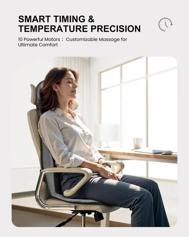 Alt view image 7 of 7 - Back Massager with Heat,Massage Chair Pad,Massage Seat Cushion with Adjustable Lumbar Support,Back Massage for Pain Relief,Chair Massager for Recliner,Gifts for Women Men Mom Dad
